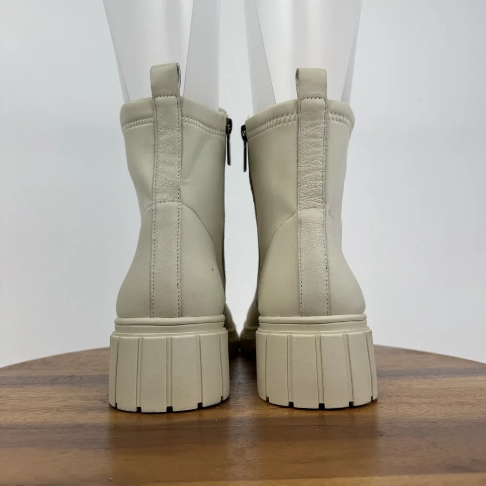 Womens Blondo Prestly Ivory Leather Waterproof Casual Ankle Boots‎ Size 11 M GUC